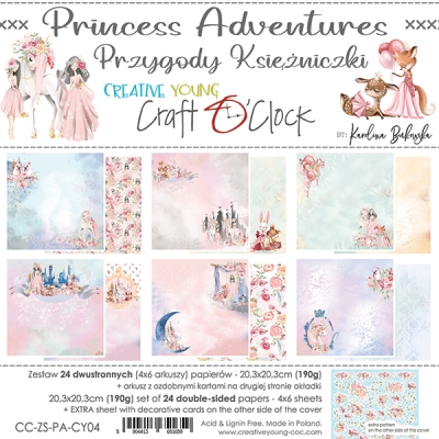 CY04 - PRINCESS ADVENTURES - ZESTAW PAPIERÓW 20,3X20,3CM