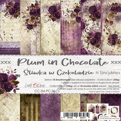 PLUM IN CHOCOLATE - ZESTAW PAPIERÓW 15,25X15,25CM
