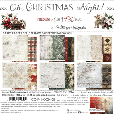 OH CHRISTMAS NIGHT - zestaw papierów 20,3x20,3cm - BASIC - PRZEDSPRZEDAŻ - WYSYŁKA PO 20 SIERPNIA