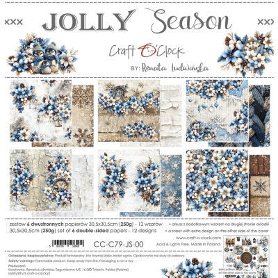JOLLY SEASON - zestaw papierów 30,5x30,5cm - PRZEDSPRZEDAŻ - WYSYŁKA PO 20 SIERPNIA