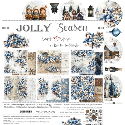 JOLLY SEASON - zestaw papierów 30,5x30,5cm - PRZEDSPRZEDAŻ - WYSYŁKA PO 20 SIERPNIA