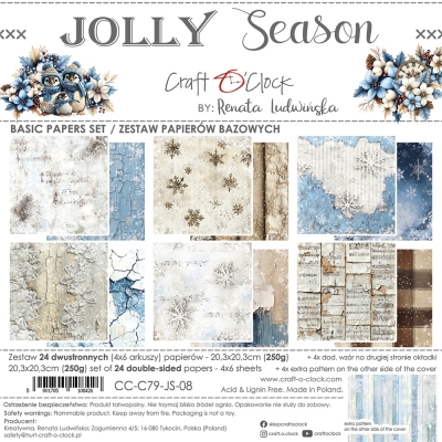 JOLLY SEASON - zestaw papierów 20,3x20,3cm - BASIC- PRZEDSPRZEDAŻ - WYSYŁKA PO 20 SIERPNIA