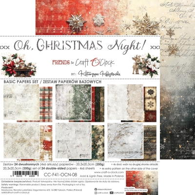 OH CHRISTMAS NIGHT - zestaw papierów 20,3x20,3cm - BASIC - PRZEDSPRZEDAŻ - WYSYŁKA PO 20 SIERPNIA