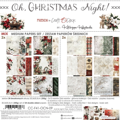 OH CHRISTMAS NIGHT - zestaw papierów 20,3x20,3cm - MIX - PRZEDSPRZEDAŻ - WYSYŁKA PO 20 SIERPNIA
