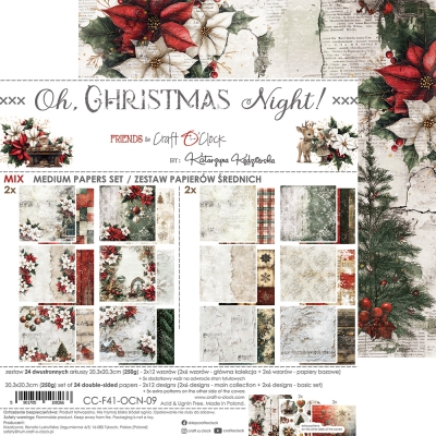 OH CHRISTMAS NIGHT - zestaw papierów 20,3x20,3cm - MIX - PRZEDSPRZEDAŻ - WYSYŁKA PO 20 SIERPNIA