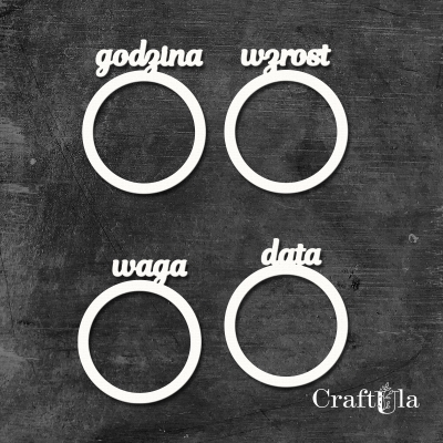 metryczka - kółeczka_2 - różne rozmiary; data; godzina; waga; wzrost