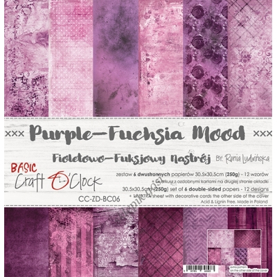 PURPLE-FUCHSIA MOOD - zestaw papierów 30,5x30,5cm