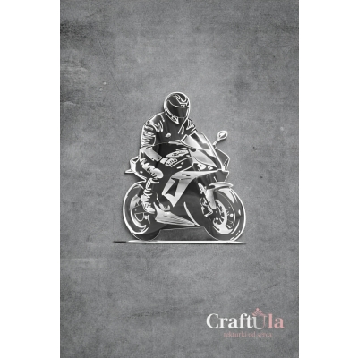 Mężczyzna na motorze 1 - Akryl - srebro - 0131s