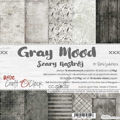 GRAY MOOD - zestaw papierów 20,3x20,3cm