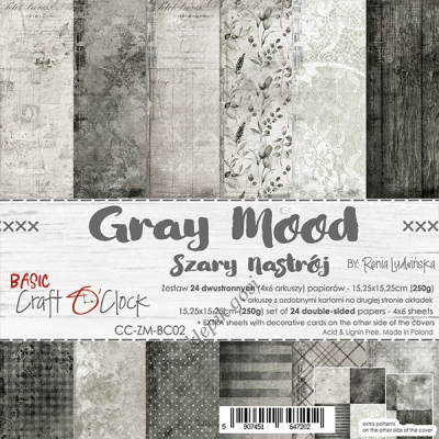 GRAY MOOD - zestaw papierów 15,25x15,25cm