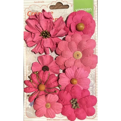 KWIATY RÓŻE MIX DUŻE 4-8CM - 8 SZT