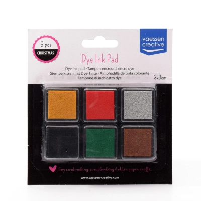 Vaessen Creative • Dye Ink Pad Set (TUSZE) 6 sztuk kolor CHRISTMAS