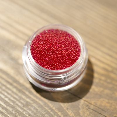 MIKROGRANULKI MIKROKULKI SZKLANE 0,6-0,8mm - kolor czerwony transparentny