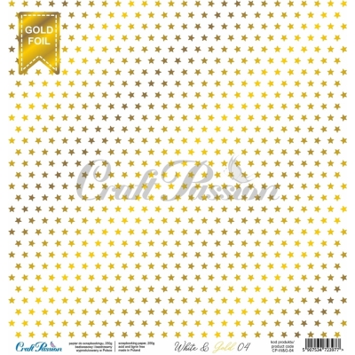 CRAFT PASSION PAPIERY White & Gold 04 - papier scrapbookingowy premium 30,5x30,5cm