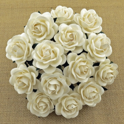 PROMLEE FLOWERS - KWIATKI PAPIEROWE - RÓŻE - 40mm - ECRU- 1szt
