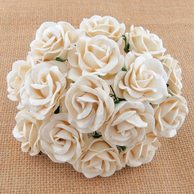 PROMLEE FLOWERS - KWIATKI PAPIEROWE - RÓŻE - IVORY - ECRU - 35mm