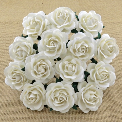 PROMLEE FLOWERS - KWIATKI PAPIEROWE - RÓŻE TRELLIS - 40mm - BIAŁE - 1szt