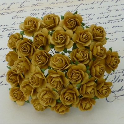 PROMLEE FLOWERS - KWIATKI PAPIEROWE - RÓŻE - OLD GOLD - 25mm