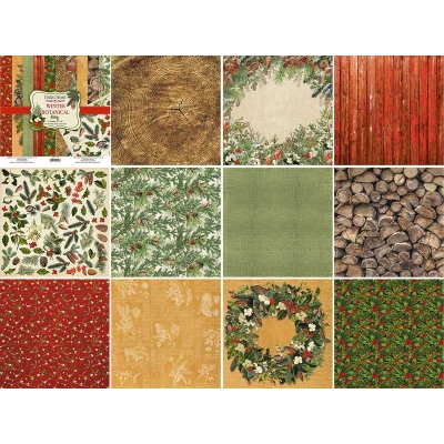 Zestaw papierów do scrapbookingu - WINTER BOTANICAL DIARY