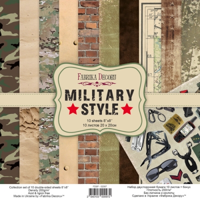 Zestaw papierów do scrapbookingu - MILITARY STYLE