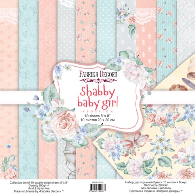 Zestaw papierów do scrapbookingu - SHABBY BABY GIRL