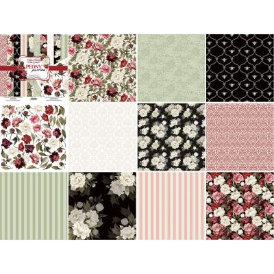 Zestaw papierów do scrapbookingu - PEONY PASSION