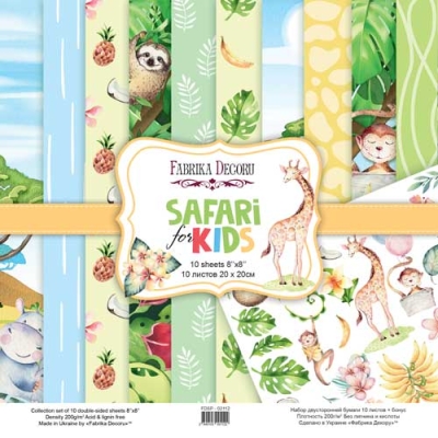 Zestaw papierów do scrapbookingu - SAFARI FOR KIDS