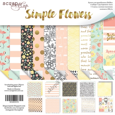 Zestaw papierów do scrapbookingu SIMPLE FLOWERS 20x20