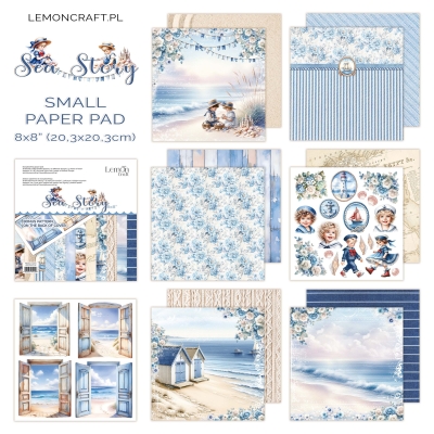 Sea Story mały zestaw - Bloczek papierów do scrapbookingu 20,3x20.3cm - Lemoncraft