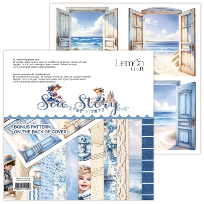 Sea Story mały zestaw - Bloczek papierów do scrapbookingu 20,3x20.3cm - Lemoncraft