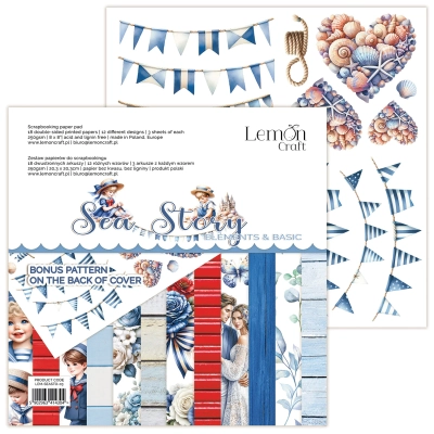 Sea Story Elements - Elementy do wycinania - Bloczek papierów do scrapbookingu 20.3x20.3cm - Lemoncraft