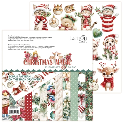 Christmas Magic Elements - Elementy do wycinania - Bloczek papierów do scrapbookingu 20.3x20.3cm - Lemoncraft
