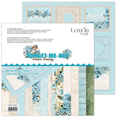 DEAR DIARY - FORGET-ME-NOT ZESTAW GŁÓWNY - ZESTAW PAPIERÓW DO SCRAPBOOKINGU 30X30CM - LEMONCRAFT