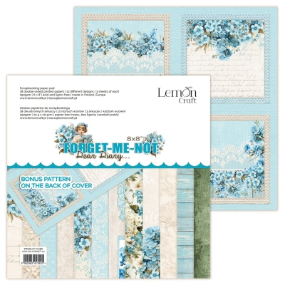 DEAR DIARY - FORGET-ME-NOT MAŁY ZESTAW - BLOCZEK PAPIERÓW DO SCRAPBOOKINGU 20,3X20.3CM - LEMONCRAFT
