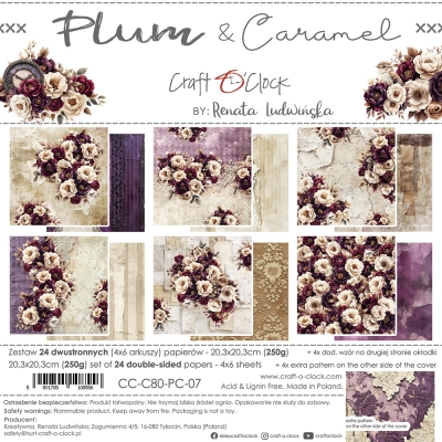 PLUM & CARAMEL - zestaw papierów 20,3x20,3cm - PRZEDSPRZEDAŻ - WYSYŁKA PO 20 PAŹDZIERNIKA 2025