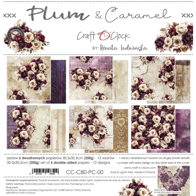 PLUM AND CARAMEL - zestaw papierów 30,5x30,5cm - PRZEDSPRZEDAŻ - WYSYŁKA PO 25 PAŹDZIERNIKA 2025