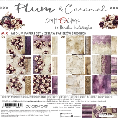 PLUM & CARAMEL - zestaw papierów 20,3x20,3cm - MIX - PRZEDSPRZEDAŻ - WYSYŁKA PO 25 PAŹDZIERNIKA