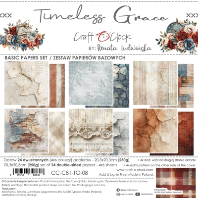 TIMELESS GRACE - zestaw papierów 20,3x20,3cm - BASIC- PRZEDSPRZEDAŻ - WYSYŁKA PO 20 PAŹDZIERNIKA 2025