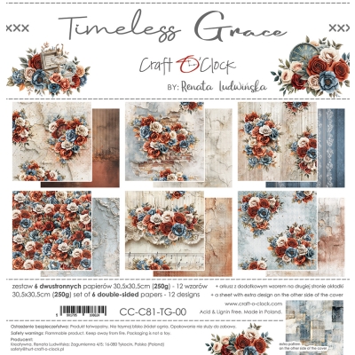 TIMELESS GRACE - zestaw papierów 30,5x30,5cm - PRZEDSPRZEDAŻ - WYSYŁKA PO 25 PAŹDZIERNIKA 2025