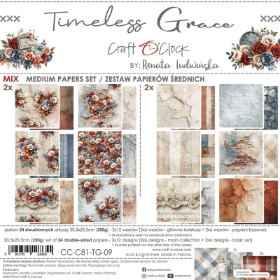TIMELESS GRACE - zestaw papierów 20,3x20,3cm - MIX - PRZEDSPRZEDAŻ - WYSYŁKA PO 25 PAŹDZIERNIKA