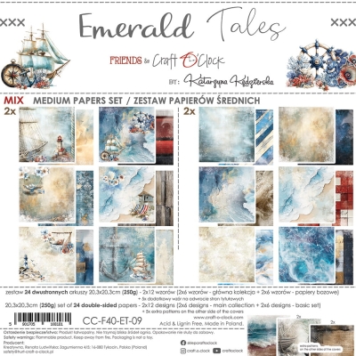 PRZEDSPRZEDAŻ - EMERALD TALES - zestaw papierów MIX 20,3x20,3cm - WYSYŁKA PO 2 LIPCA 2025