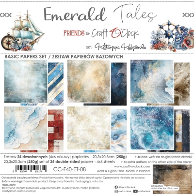 PRZEDSPRZEDAŻ - EMERALD TALES - zestaw papierów BASIC 20,3x20,3cm - WYSYŁKA PO 2 LIPCA 2025