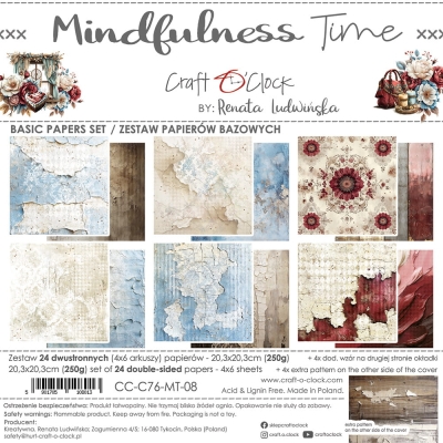 PRZEDSPRZEDAŻ - MINDFULNESS TIME - zestaw papierów BASIC 20,3x20,3cm - WYSYŁKA PO 2 LIPCA 2025