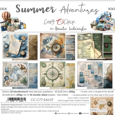 PRZEDSPRZEDAŻ - SUMMER ADVENTURES - zestaw papierów 20,3x20,3cm - WYSYŁKA PO 2 LIPCA 2025