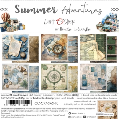 PRZEDSPRZEDAŻ - SUMMER ADVENTURES - zestaw papierów 15,25x15,25cm - WYSYŁKA PO 2 LIPCA 2025