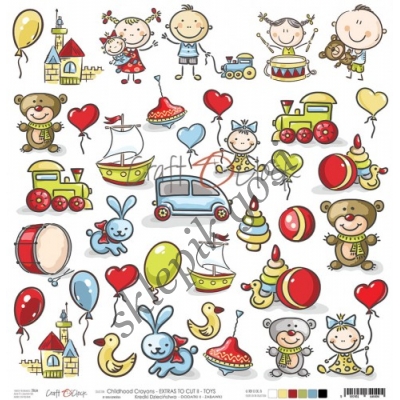 O'CLOCK - CHILDHOOD CRAYONS - II - arkusz dodatków do wycięcia - ZABAWKI