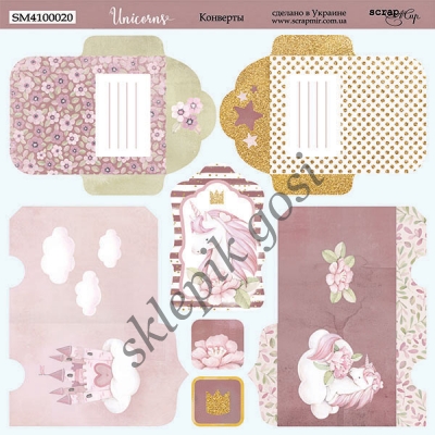 SCRAPMIR - ZESTAW DO WYCIĘCIA - KOPERTY + TAGI 20cm x 20cm