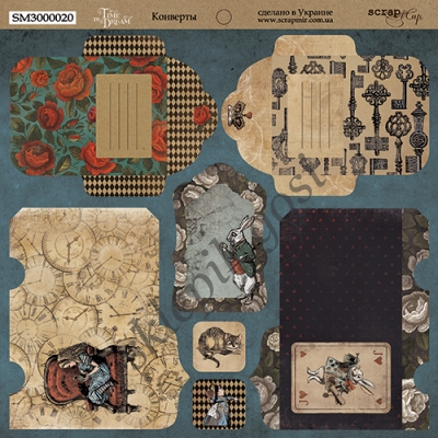 SCRAPMIR - ZESTAW DO WYCIĘCIA - KOPERTY + TAGI 20cm x 20cm