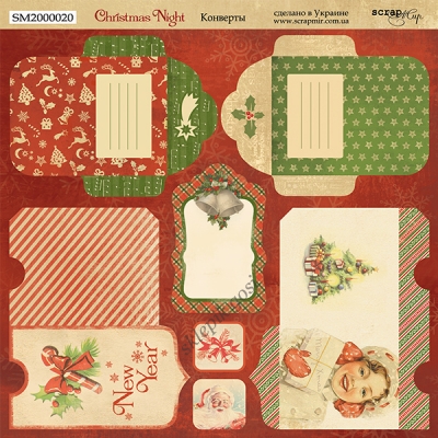SCRAPMIR - ZESTAW DO WYCIĘCIA - KOPERTY + TAGI 20cm x 20cm