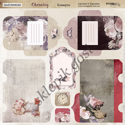 SCRAPMIR - ZESTAW DO WYCIĘCIA - KOPERTY + TAGI 20cm x 20cm